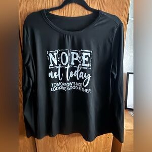 Black Graphic Long Sleeve Top